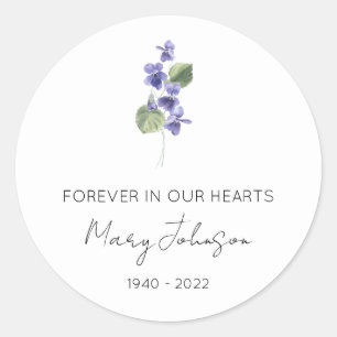 Simple Violet Memorial Classic Round Sticker