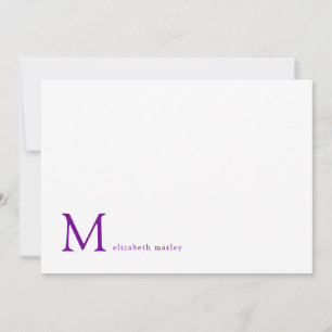Simple Violet Purple Monogram Correspondence    Card
