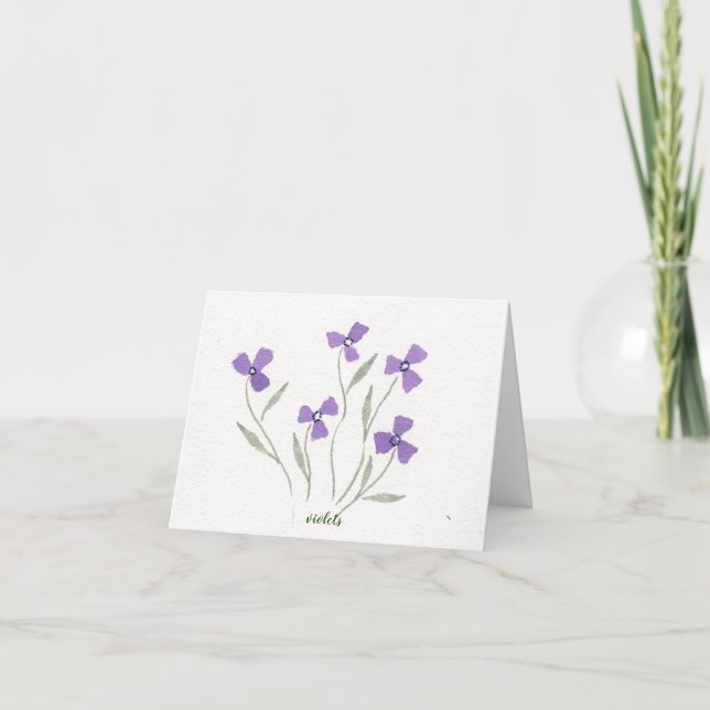 Simple violets in watercolor note cards (Front)