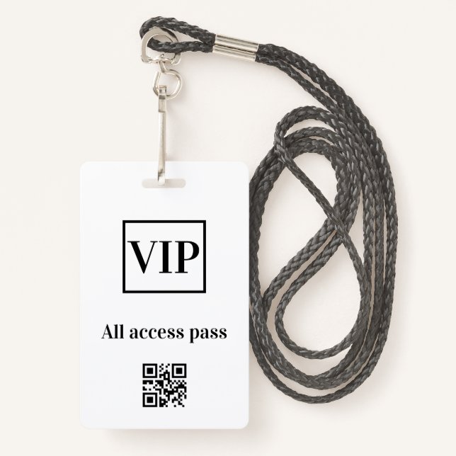 simple vip all access pass concert name occassion  ID badge (Front with Lanyard)