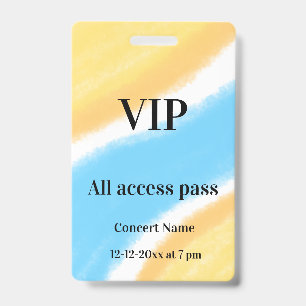 simple vip all access pass concert name occassion  ID badge