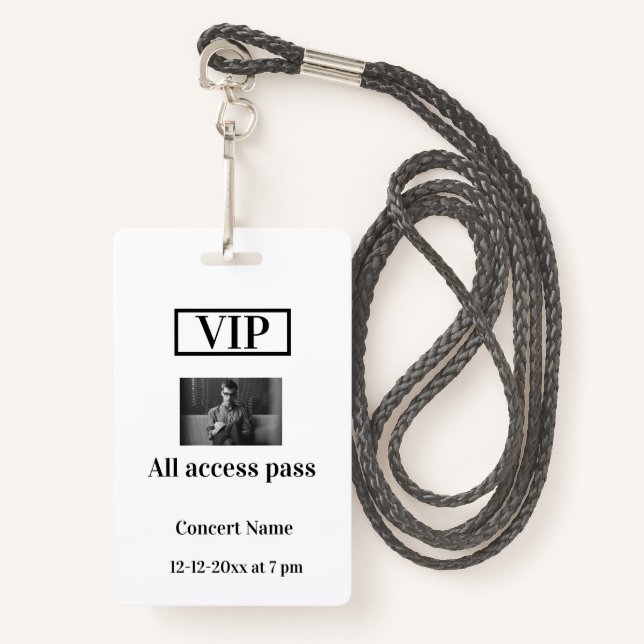 simple vip all access pass concert name occassion  ID badge (Front with Lanyard)