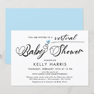 Simple Virtual Baby Boy Shower Invitation
