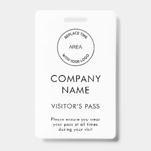 Simple Visitors Pass Company Name Logo Any Colour ID Badge
