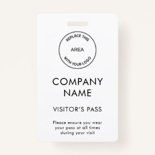 Simple Visitors Pass Company Name Logo Any Colour ID Badge