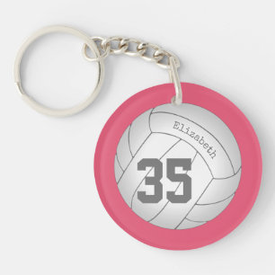 simple volleyball bag tag with player name/number key ring