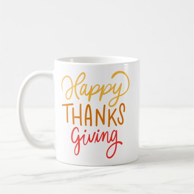 Simple Warm Autumn Lettering Golden Yellow Red Coffee Mug (Left)