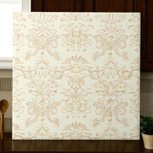 Simple Warm Soft Beige Damask Tile