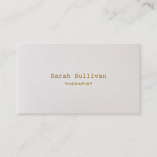 Simple Warm White Elegant Professional Business Card (Front)