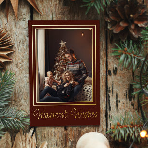 Simple Warmest Wishes Photo Foil Holiday Card