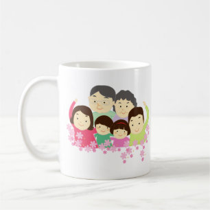 Simple Warmth Charming Sweet Big Family Pink White Coffee Mug