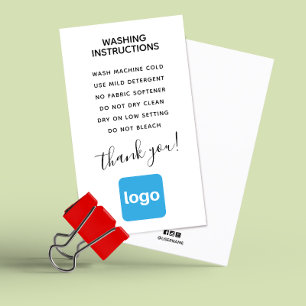 Simple Washing Instructions Add Logo Business Card