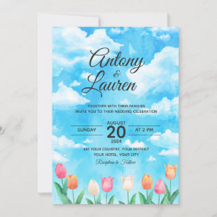 Simple water colour wedding  invitation