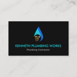 Simple Water Drop Special Gold Pipe Plumbing Business Card