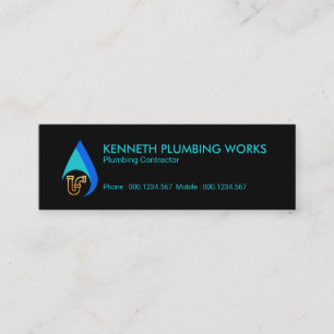 Simple Water Drop Special Gold Pipe Plumbing Mini Business Card