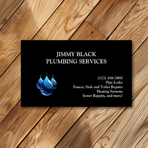 Simple Water Drops Modern Plumber Plumbing Business Card