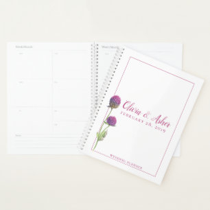 Simple Watercolor Amaranth Thistle Flower Wedding Planner