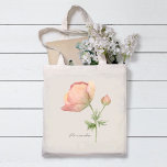 Simple Watercolor Anemone Flower with Name Tote Bag<br><div class="desc">A lovely botanical tote featuring a single watercolor anemone flower stem in pastel peach. Personalize this tote with your name,  monogram or other desired text. It makes a wonderful gift for bridesmaids,  friends,  family or co-workers.</div>