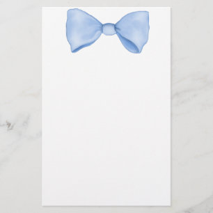 Simple Watercolor Baby Blue Bow Stationery