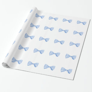 Simple Watercolor Baby Blue Bow Wrapping Paper