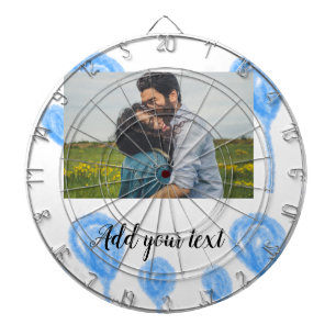 Simple watercolor blue balloons add photo text dartboard