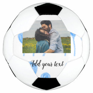 Simple watercolor blue balloons add photo text football