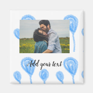 Simple watercolor blue balloons add photo text magnet