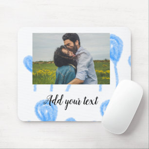Simple watercolor blue balloons add photo text mouse mat