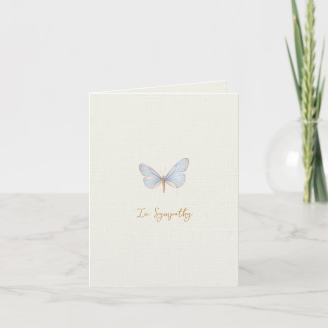 Simple watercolor  blue butterfly Sympathy card (Front)