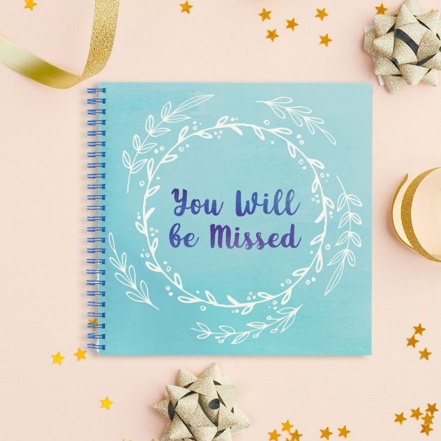 Simple Watercolor Blue Retirement Party Guest Book (In situ)