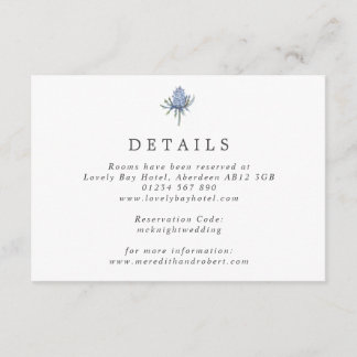 Simple Watercolor Blue Thistle Wedding Enclosure Card