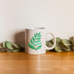 Simple watercolor branch - green coffee mug