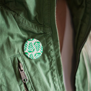 Simple watercolor branches - green 6 cm round badge