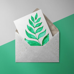 Simple watercolor branches - green card