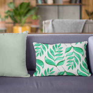 Simple watercolor branches - green decorative cushion