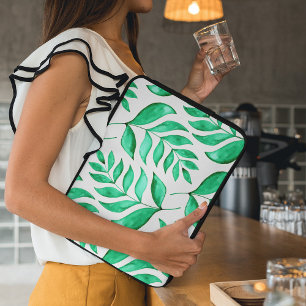 Simple watercolor branches - green laptop sleeve