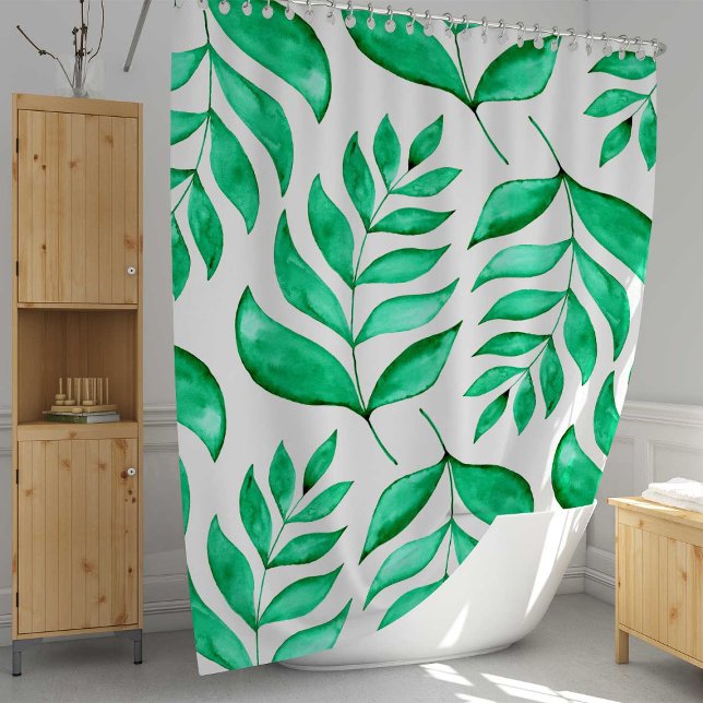 Simple watercolor branches - green shower curtain (Creator Uploaded)
