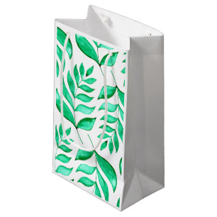 Simple watercolor branches - green small gift bag