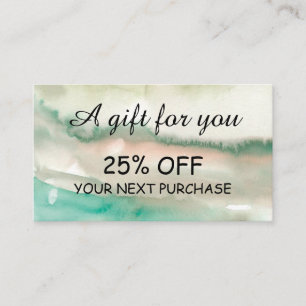 simple WATERCOLOR calligraphy discount card