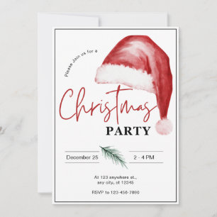 Simple Watercolor Christmas Party Invitation