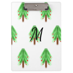 Simple watercolor Christmas pattern add monogram Clipboard