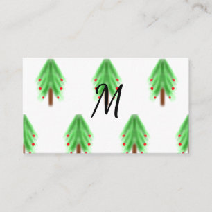 Simple watercolor Christmas pattern add monogram Enclosure Card
