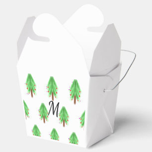 Simple watercolor Christmas pattern add monogram Favour Box
