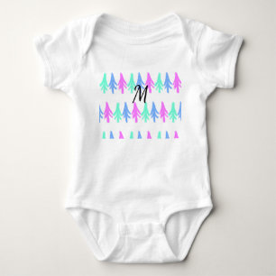 Simple watercolor Christmas pattern add monogram T Baby Bodysuit