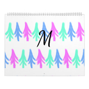 Simple watercolor Christmas pattern add monogram T Calendar