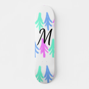 Simple watercolor Christmas pattern add monogram T Skateboard