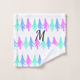 Simple watercolor Christmas pattern add monogram T Wash Cloth
