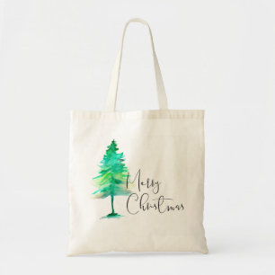 Simple, Watercolor Christmas Pine tree Tote Bag