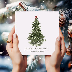 Simple Watercolor Christmas Tree Card
