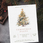 Simple Watercolor Christmas Tree Party Invitation<br><div class="desc">Simple Watercolor Christmas Party Invitation featuring a watercolor illustration of a vintage style Christmas tree decorated with baubles and a star.</div>
